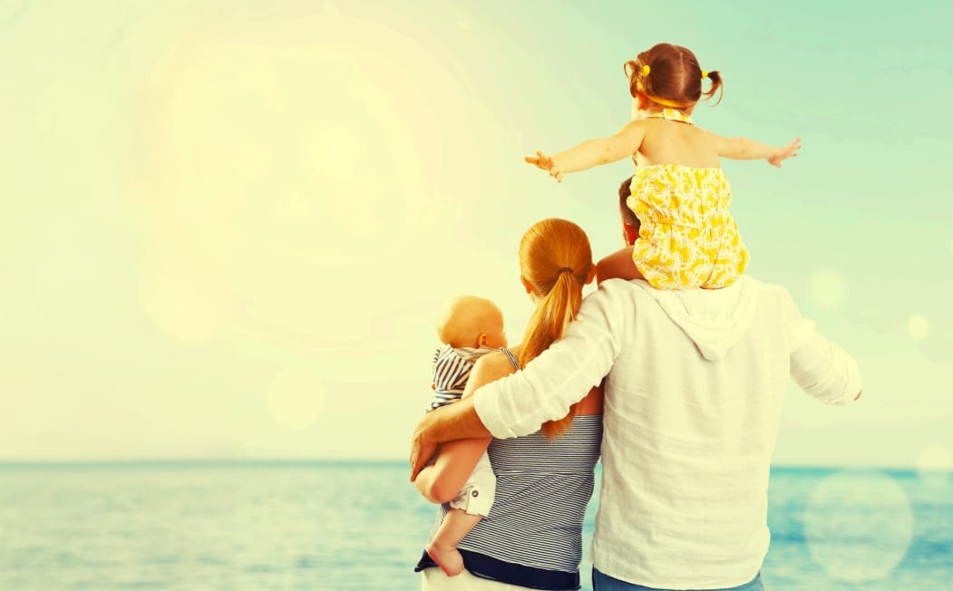 happy family at the beach