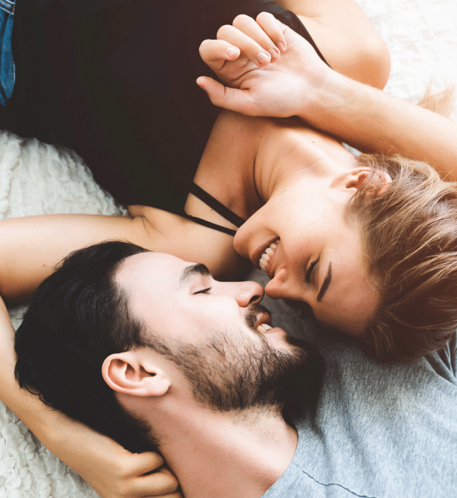 sweet couple looking at each other
